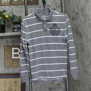 Aeropostale Mens Vintage Y2K Long Sleeve Polo Shirt Gray XS